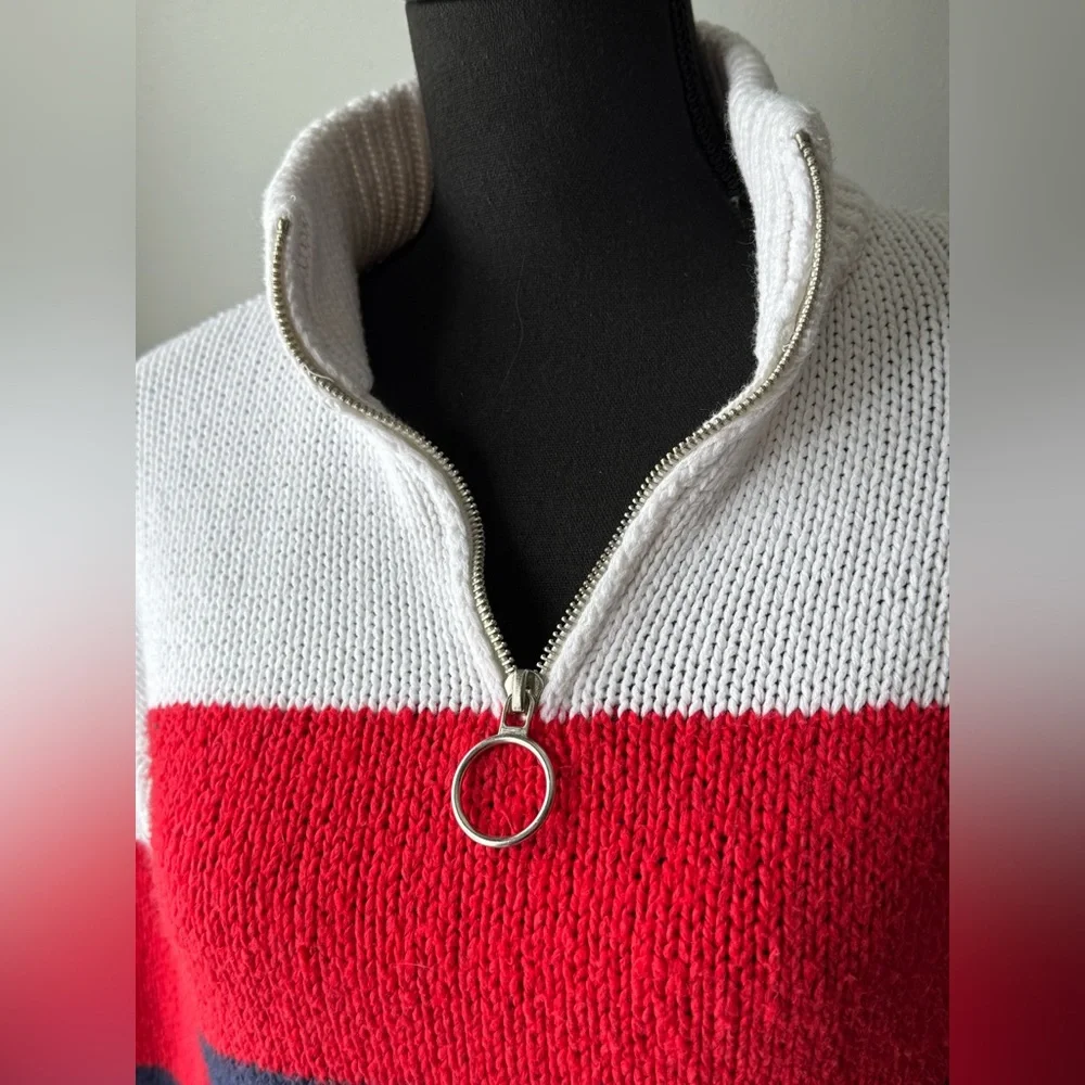 La Hearts Red, White, and Navy Cowl Sweater - Picture 3 of 7